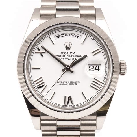 rolex gold and white chronograph watch|Rolex presidential 40mm white gold.